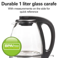 Compact 1 Liter Glass Kettle