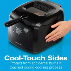 Cool-Touch Deep Fryer, 2 Liters/8 Cup Oil Capacity with Basket Hooks