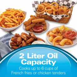 Cool-Touch Deep Fryer, 2 Liters/8 Cup Oil Capacity with Basket Hooks