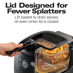 Cool-Touch Deep Fryer, 2 Liters/8 Cup Oil Capacity with Basket Hooks