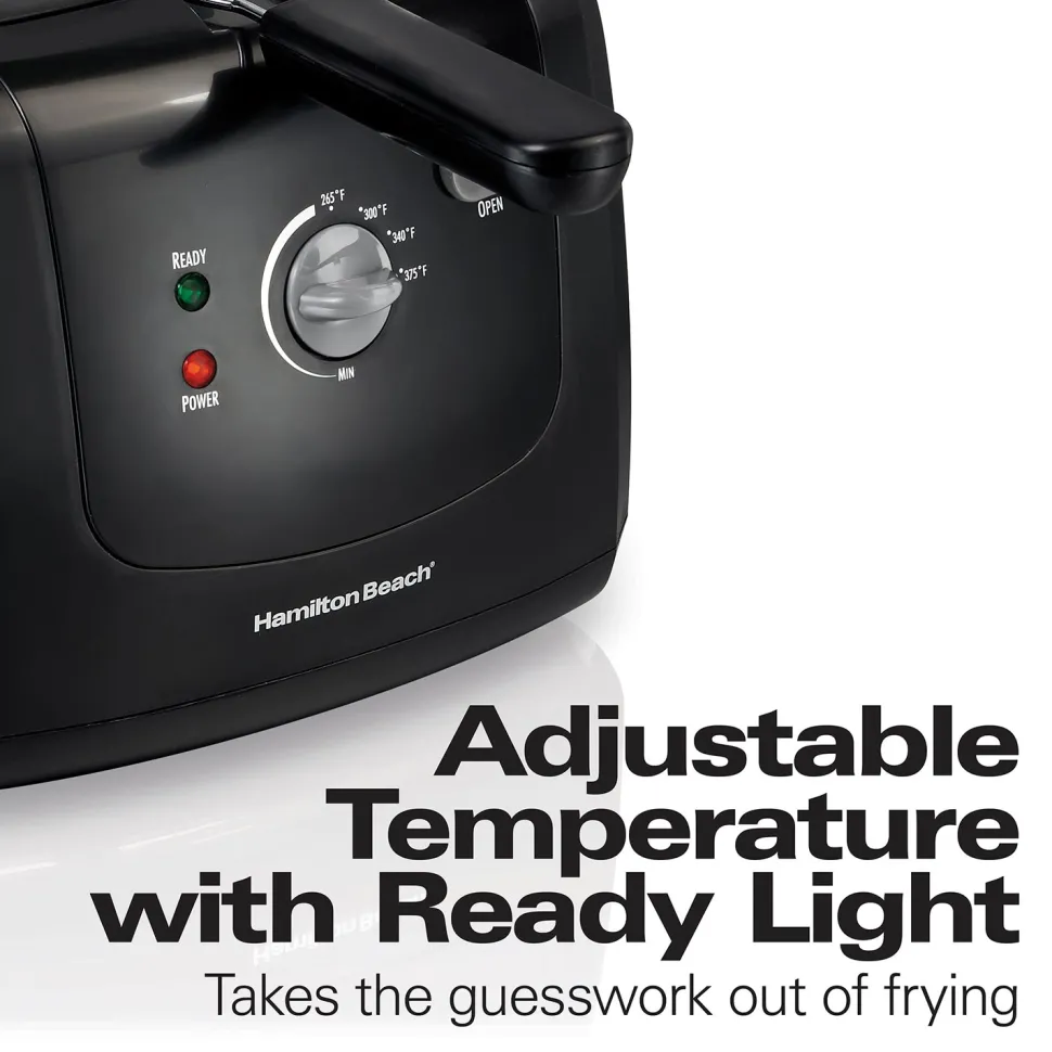 Cool-Touch Deep Fryer, 2 Liters/8 Cup Oil Capacity with Basket Hooks