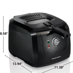 Cool-Touch Deep Fryer, 2 Liters/8 Cup Oil Capacity with Basket Hooks