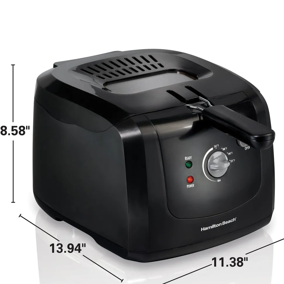 Cool-Touch Deep Fryer, 2 Liters/8 Cup Oil Capacity with Basket Hooks