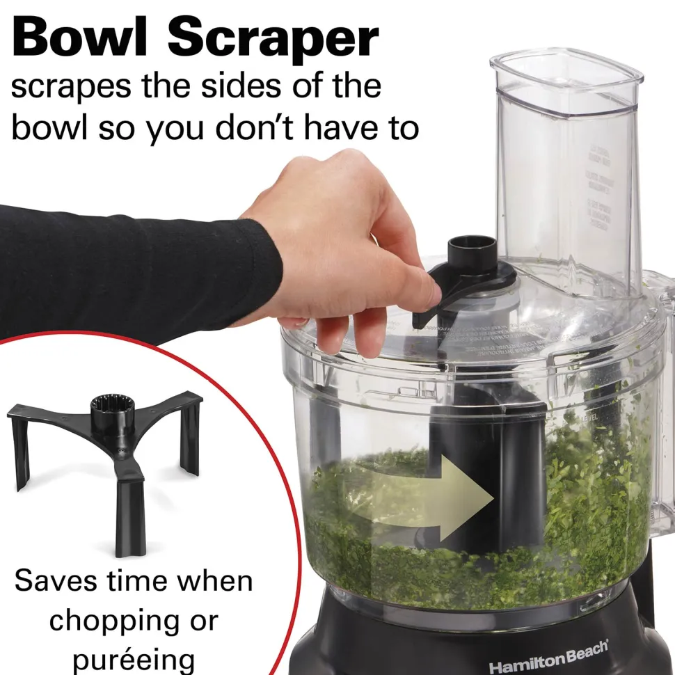 10-Cup Food Processor with Bowl Scraper, Black & Stainless