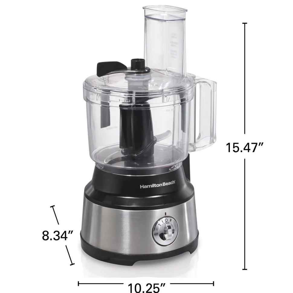 10-Cup Food Processor with Bowl Scraper, Black & Stainless