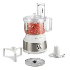 10-Cup Food Processor with Bowl Scraper, White & Stainless