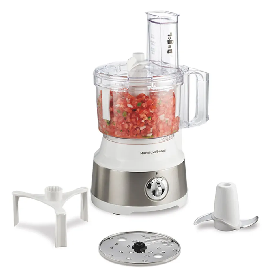 10-Cup Food Processor with Bowl Scraper, White & Stainless