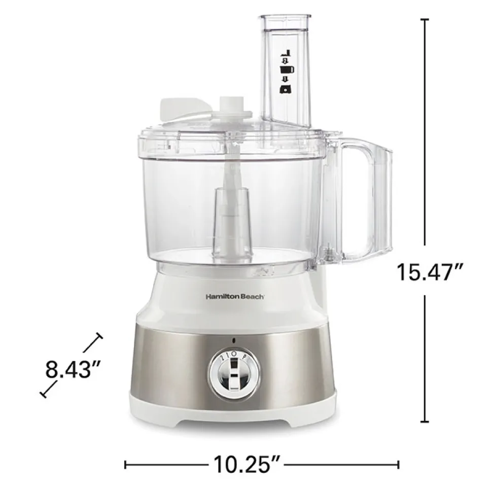 10-Cup Food Processor with Bowl Scraper, White & Stainless