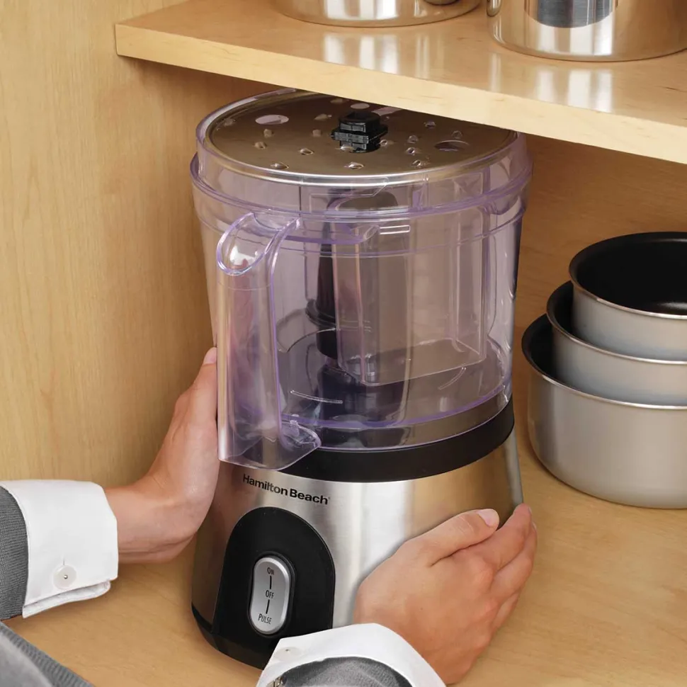 10-Cup Food Processor with Compact Storage, Black & Stainless