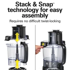 12-Cup Stack & Snap™ Food Processor, Black & Stainless