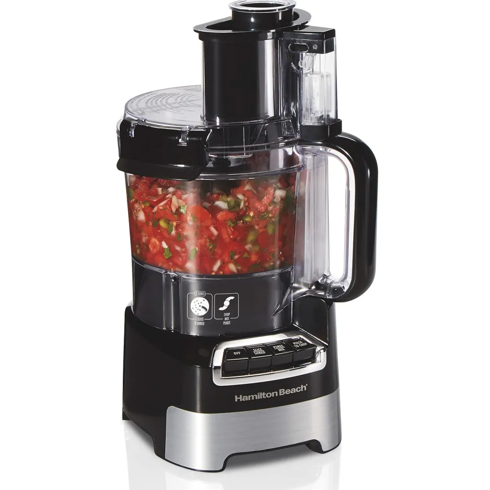 10-Cup Stack & Snap™ Food Processor with Big Mouth®, Black & Stainless