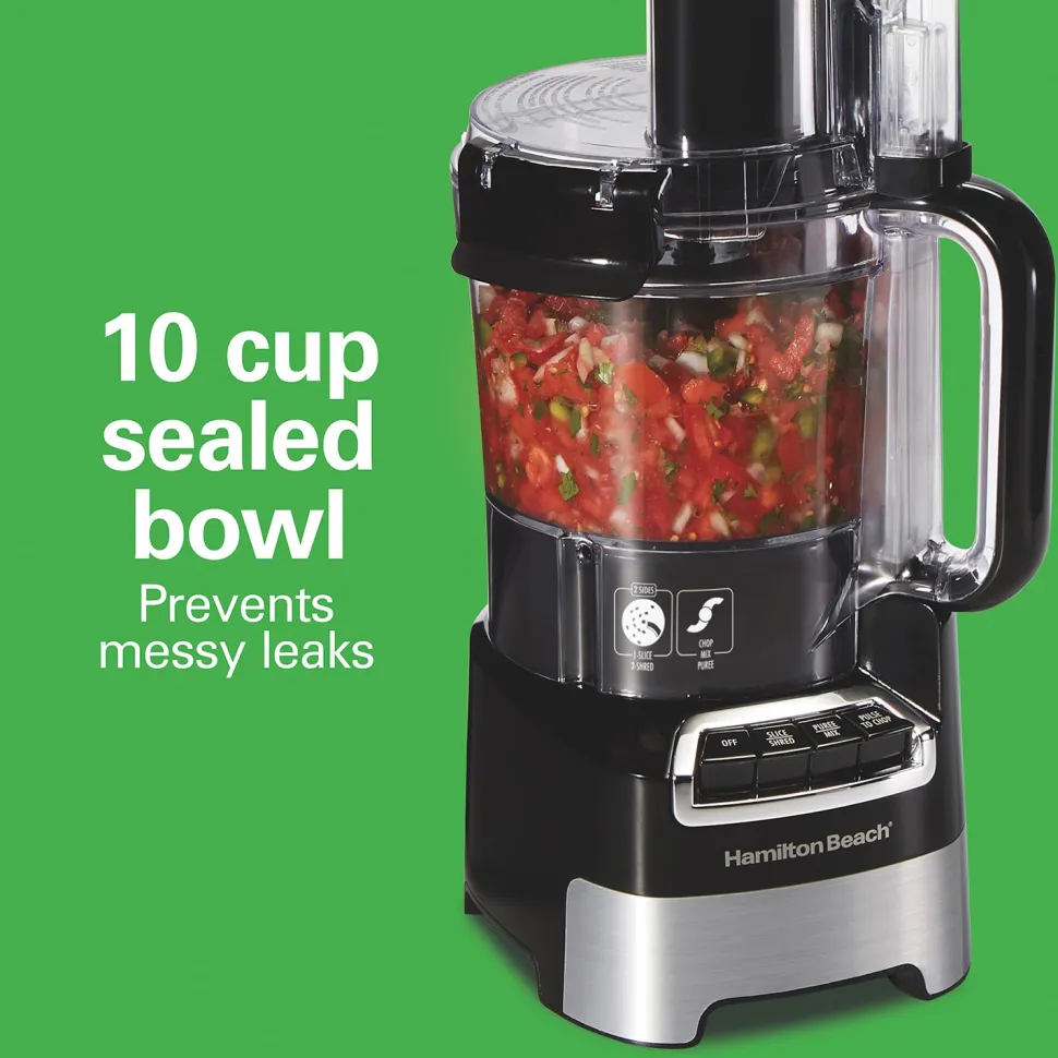 10-Cup Stack & Snap™ Food Processor with Big Mouth®, Black & Stainless