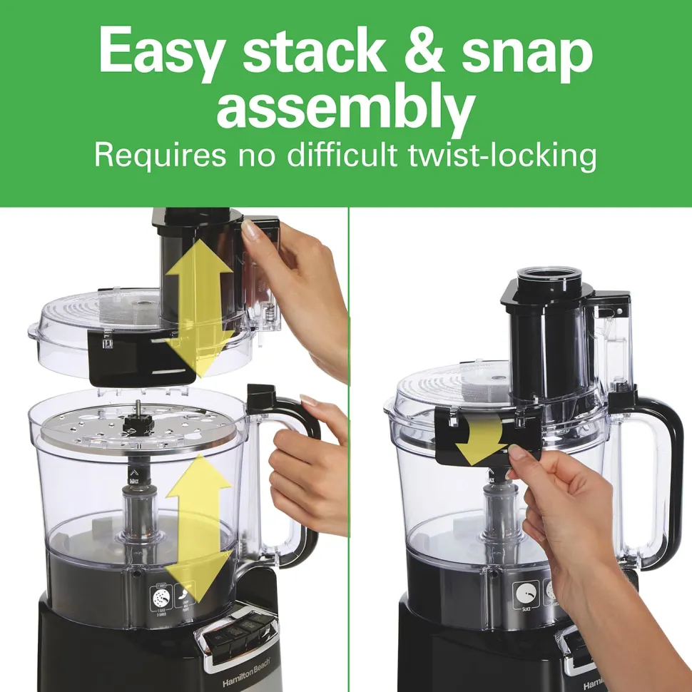 10-Cup Stack & Snap™ Food Processor with Big Mouth®, Black & Stainless