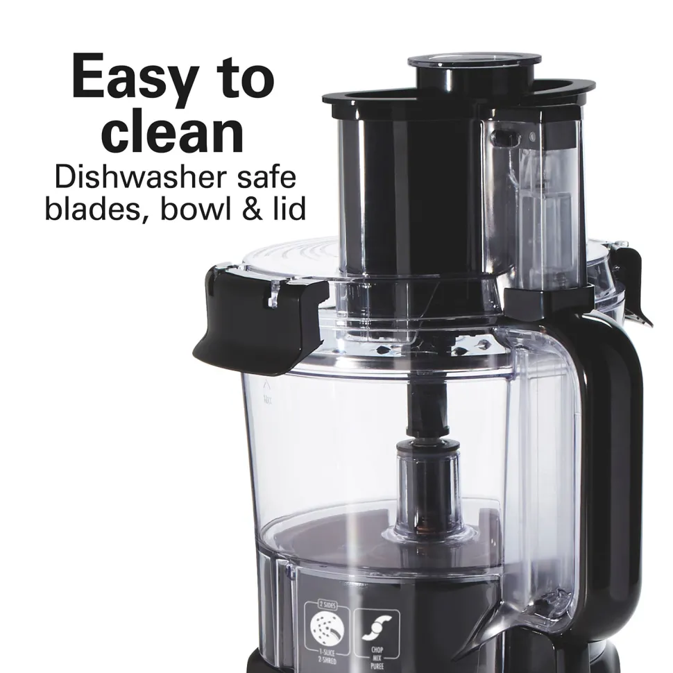 10-Cup Stack & Snap™ Food Processor with Big Mouth®, Black & Stainless