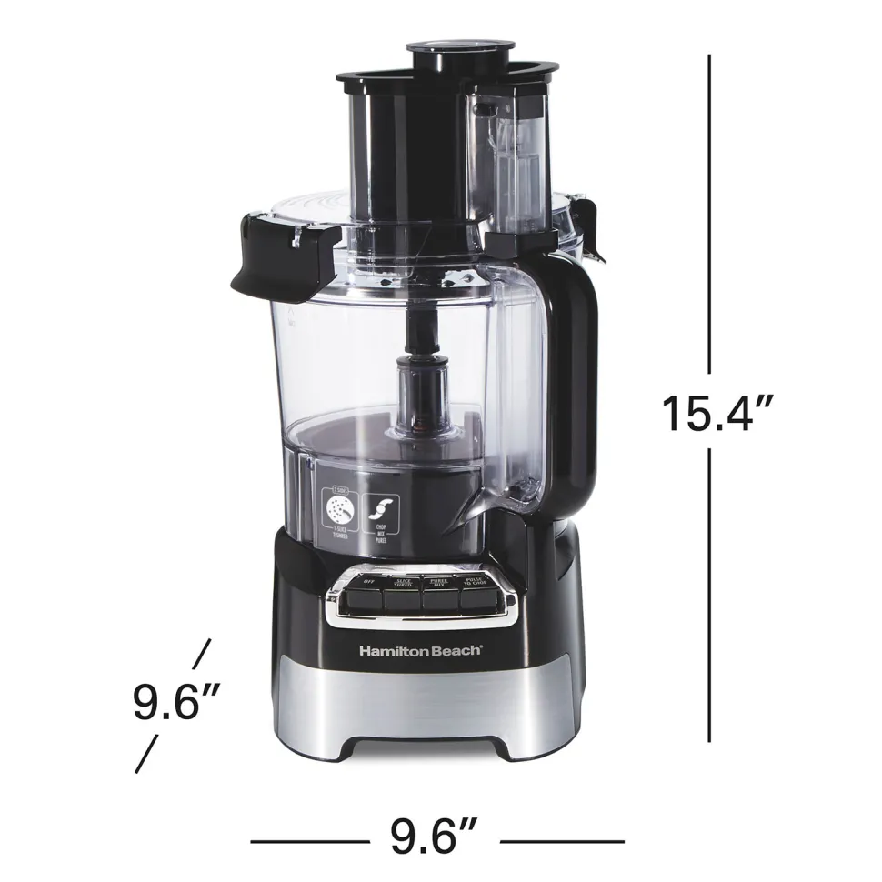 10-Cup Stack & Snap™ Food Processor with Big Mouth®, Black & Stainless