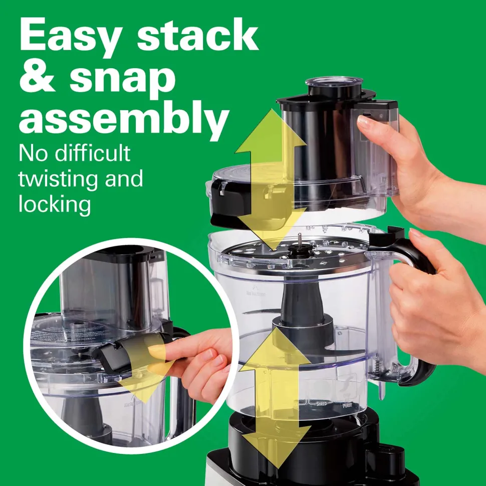 12-Cup Stack & Snap™ Food Processor, Black & Stainless