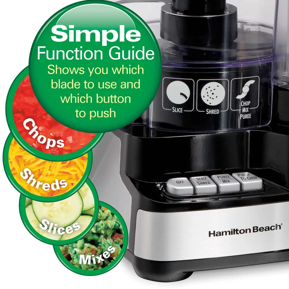 12-Cup Stack & Snap™ Food Processor, Black & Stainless