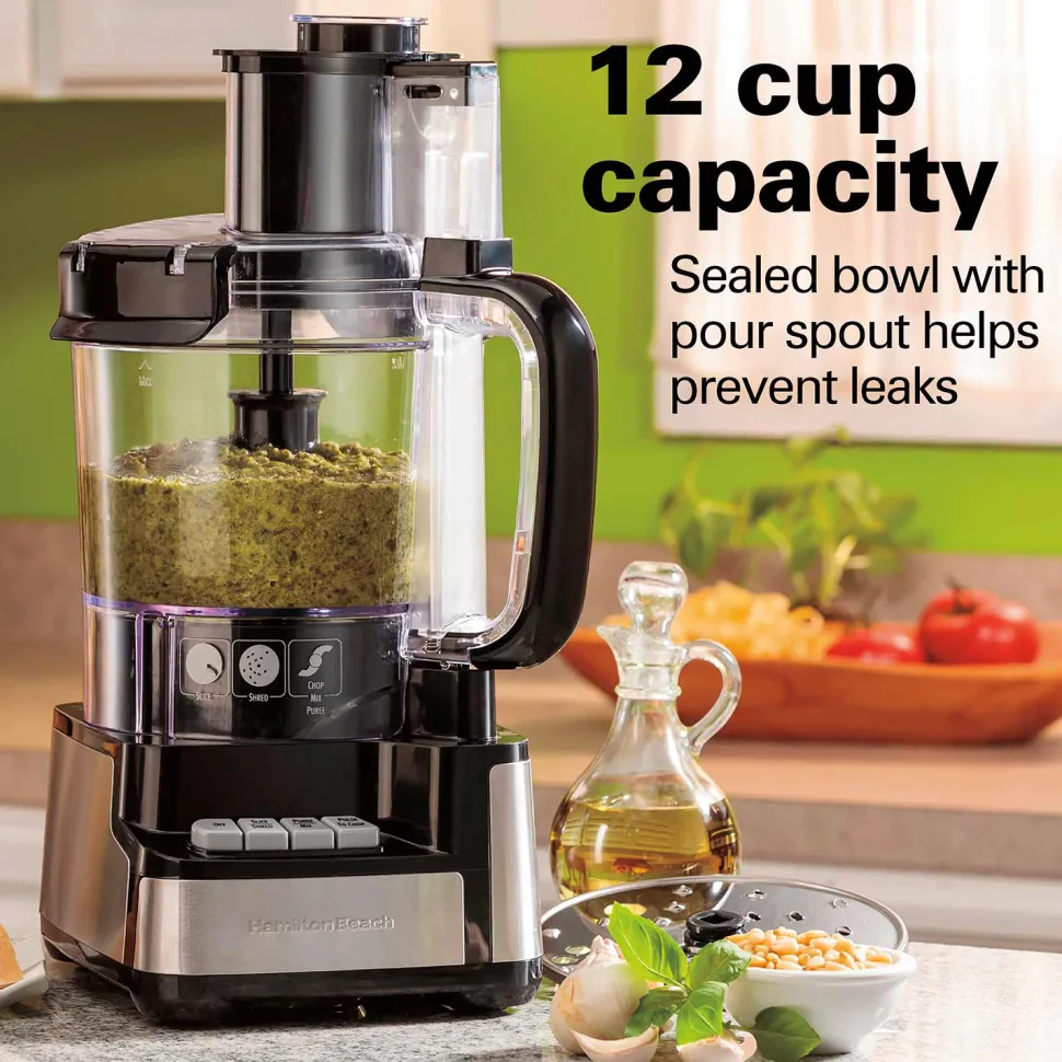 12-Cup Stack & Snap™ Food Processor, Black & Stainless