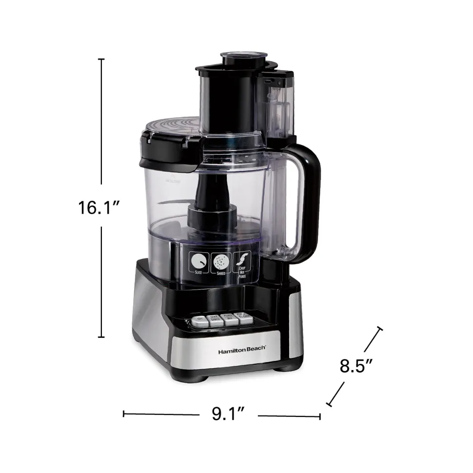 12-Cup Stack & Snap™ Food Processor, Black & Stainless
