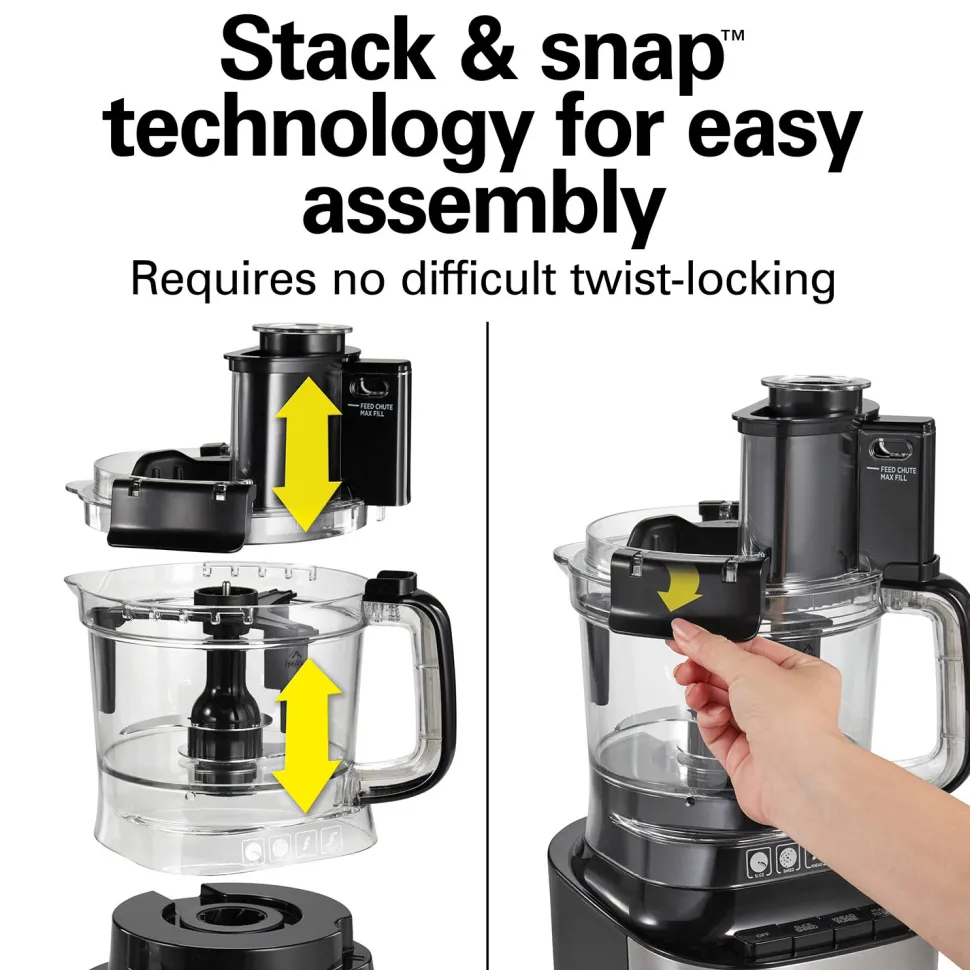 10-Cup Stack & Snap™ Food Processor with Bowl Scraper, Black