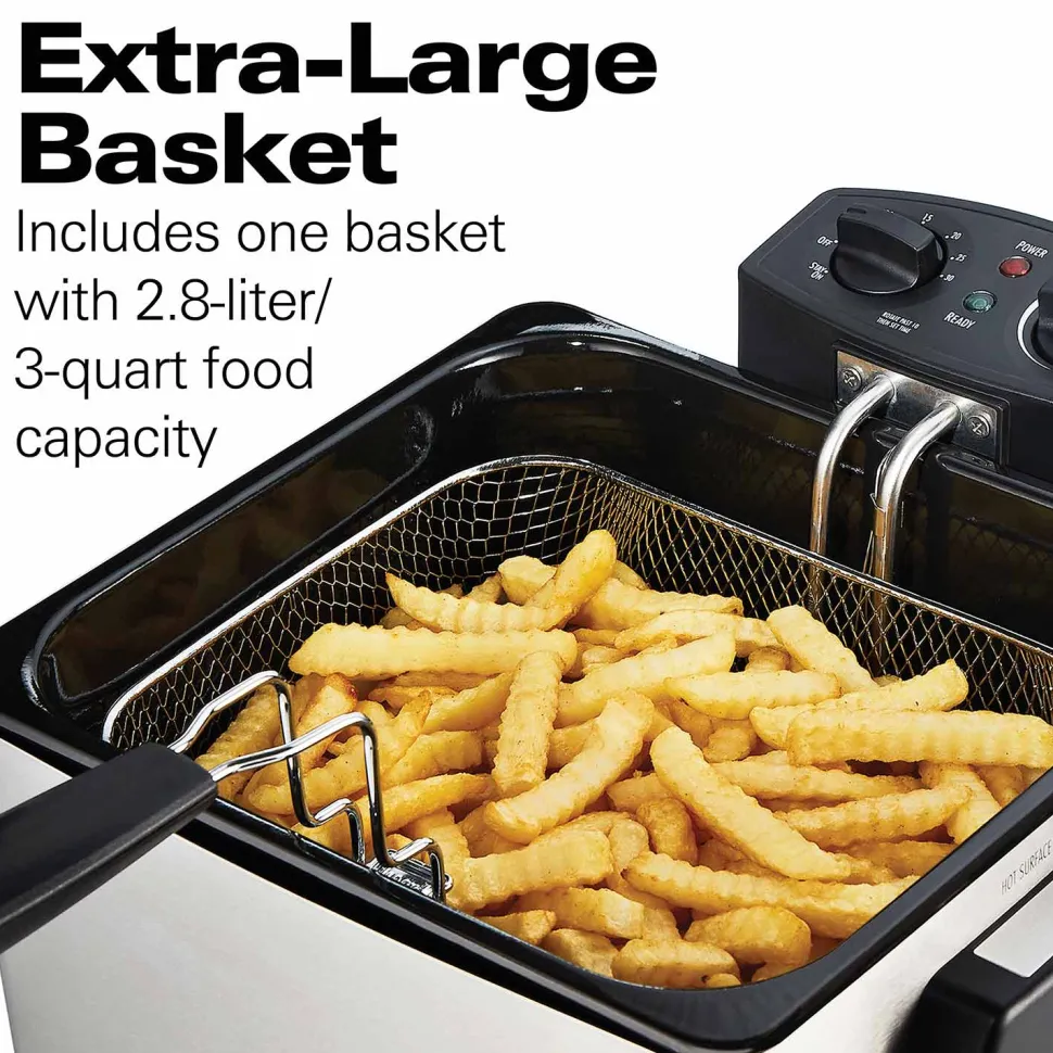 Deep Fryer, 2.8 Liter/3 Quart Oil Capacity with Adjustable Temperature & Timer