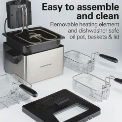 Deep Fryer, 4.5 Liters/19 Cup Oil Capacity Professional-Style with 3 Baskets