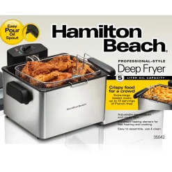 Deep Fryer, 5 Liters/21 Cup Oil Capacity with Easy-Pour Oil Spout