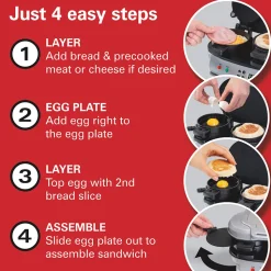 Dual Breakfast Sandwich Maker, Silver