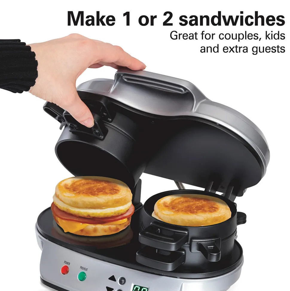 Dual Breakfast Sandwich Maker, Silver
