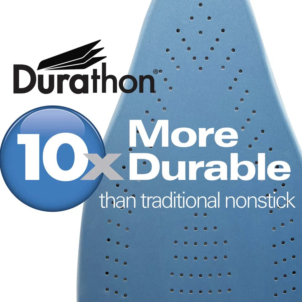 Durathon® Electronic Retractable Cord Iron with 3-Way Auto Shutoff, Silver