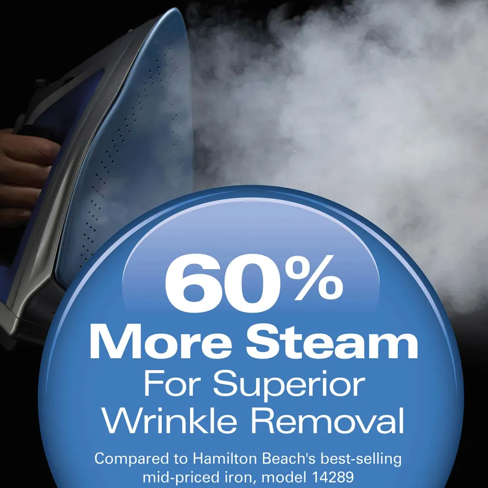 Durathon® Electronic Retractable Cord Iron with 3-Way Auto Shutoff, Silver