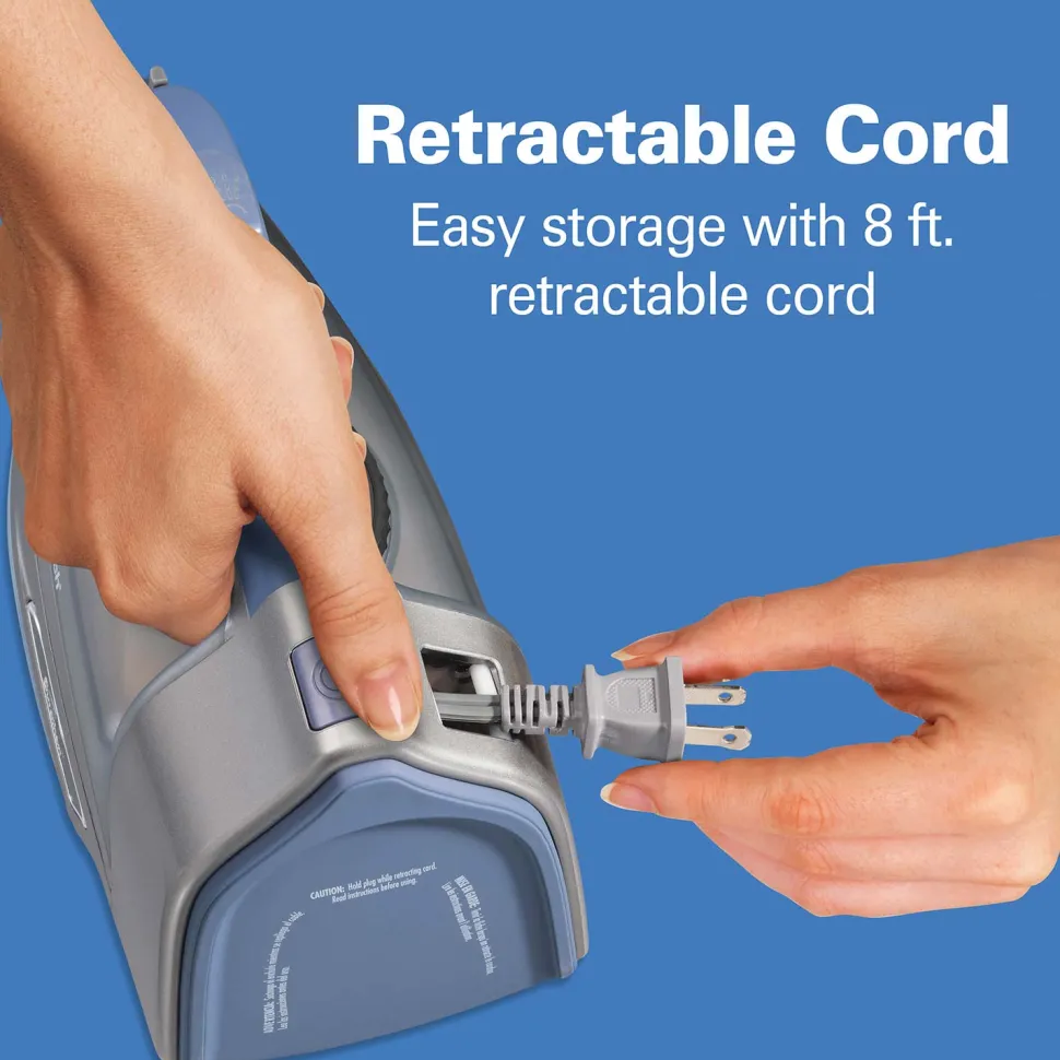 Durathon® Electronic Retractable Cord Iron with 3-Way Auto Shutoff, Silver