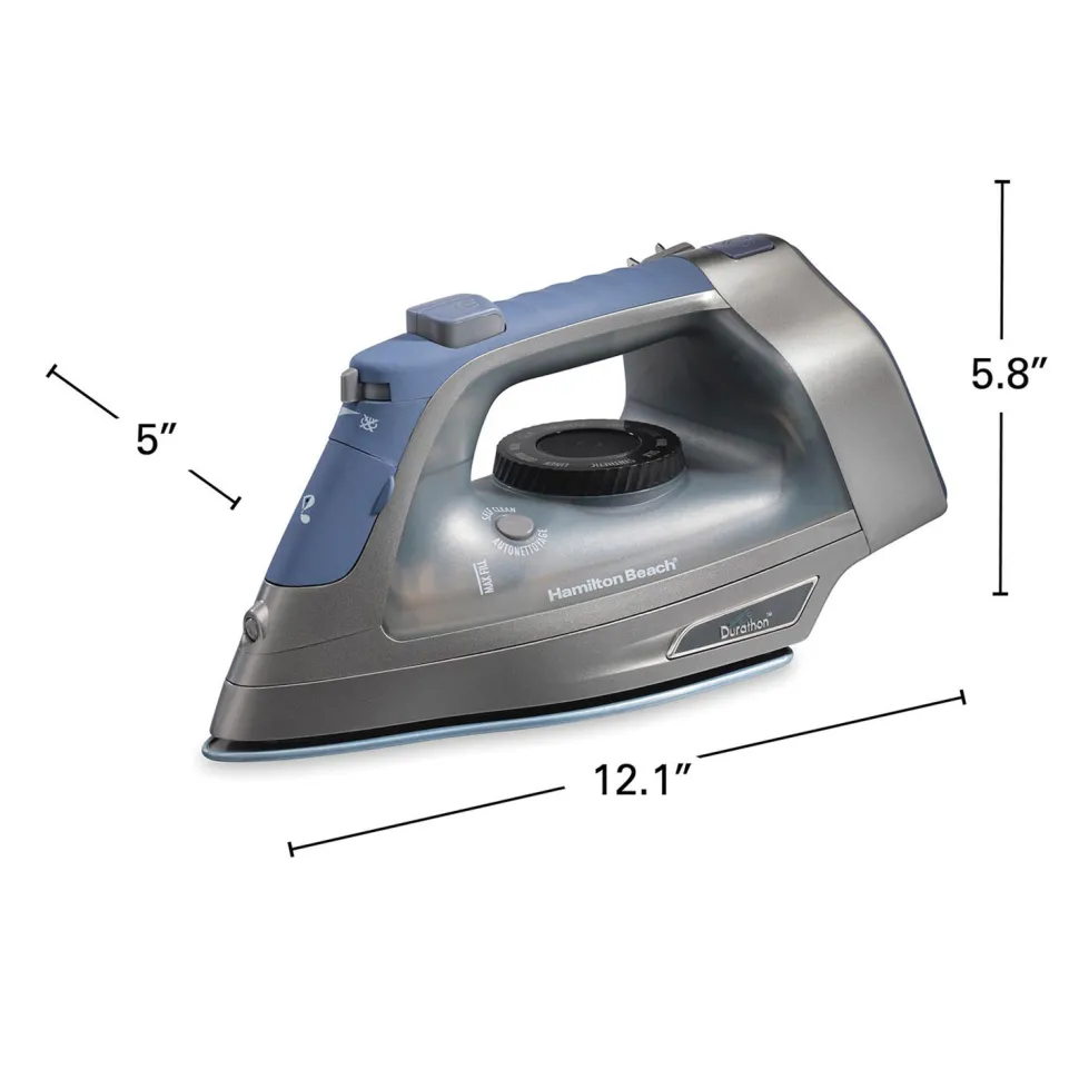 Durathon® Electronic Retractable Cord Iron with 3-Way Auto Shutoff, Silver