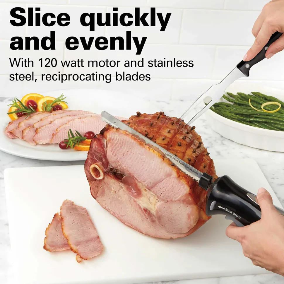 Electric Knife Set with Cool-Touch Ergonomic Handle and Storage Case
