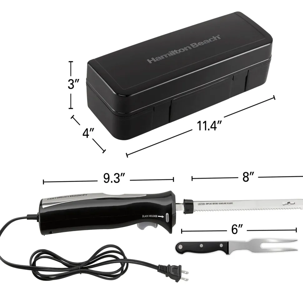 Electric Knife Set with Cool-Touch Ergonomic Handle and Storage Case