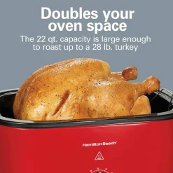 Electric Roaster Oven, 22 Quarts, Red