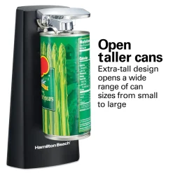 Extra-Tall Can Opener with Removable Cutting Lever, Black