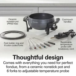 Fondue Pot, Gray and Black