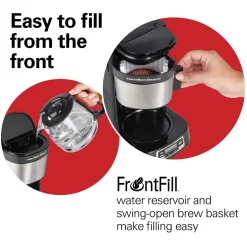 FrontFill® 5 Cup Compact Coffee Maker with Programmable Clock & Glass Carafe