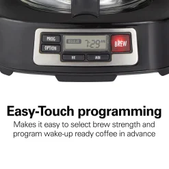 FrontFill® 5 Cup Compact Coffee Maker with Programmable Clock & Glass Carafe