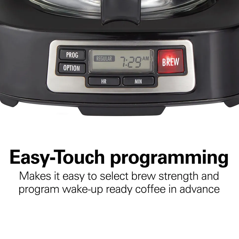 FrontFill® 5 Cup Compact Coffee Maker with Programmable Clock & Glass Carafe
