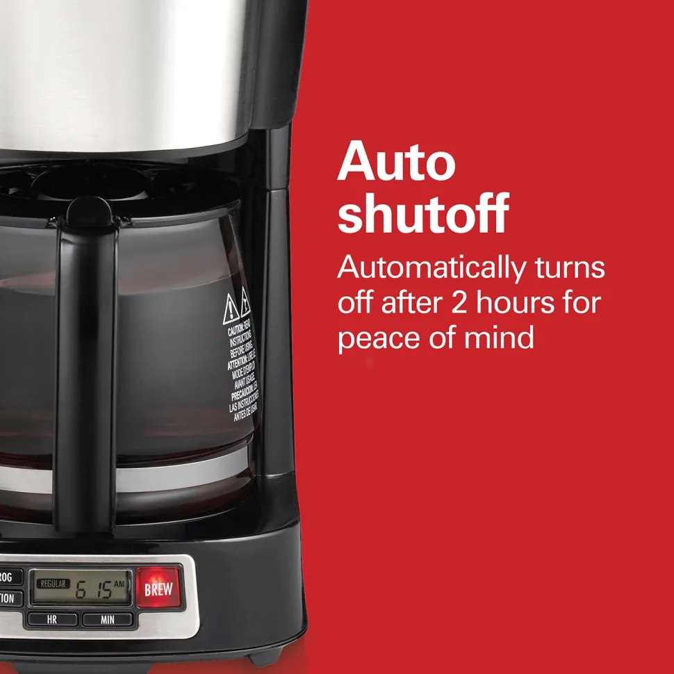 FrontFill® 5 Cup Compact Coffee Maker with Programmable Clock & Glass Carafe