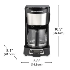 FrontFill® 5 Cup Compact Coffee Maker with Programmable Clock & Glass Carafe