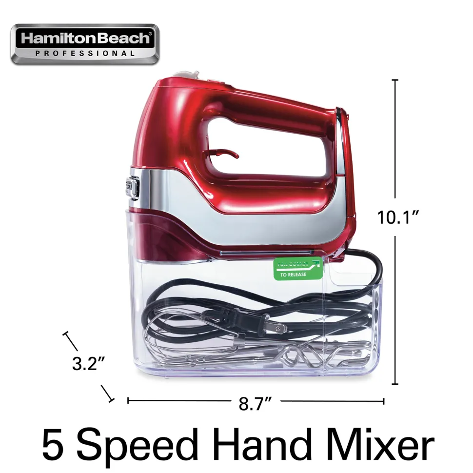 Hamilton Beach® Professional Hand Mixer 5 Speed, Red