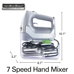 Hamilton Beach® Professional 7 Speed Hand Mixer with Snap-On Case Chrome and Silver