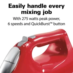 Hand Mixer with Snap-On Case and Dough Hooks