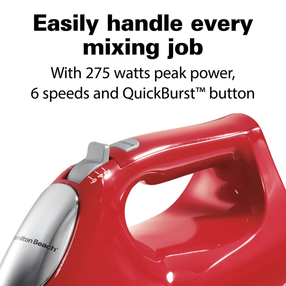 Hand Mixer with Snap-On Case and Dough Hooks