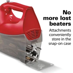 Hand Mixer with Snap-On Case and Dough Hooks