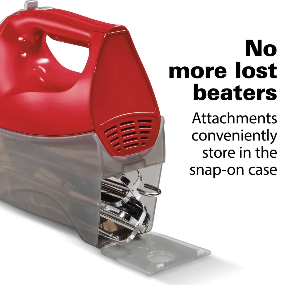 Hand Mixer with Snap-On Case and Dough Hooks