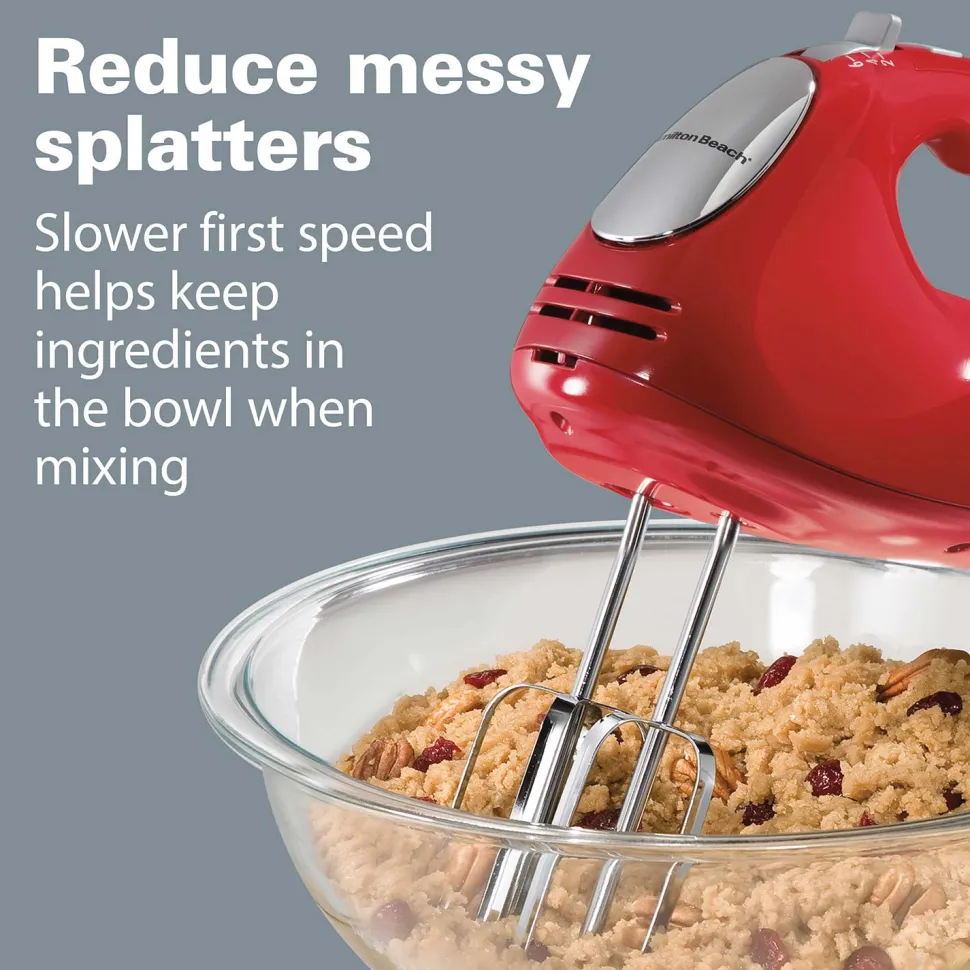 Hand Mixer with Snap-On Case and Dough Hooks